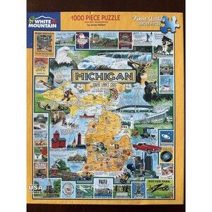 White Mountain 1000 Piece Puzzle Michigan The Great Lakes State Speed Puzzling